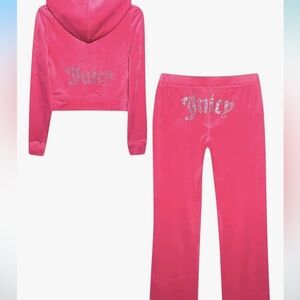NEW juicy couture velour tracksuit in bubble gum pink size L